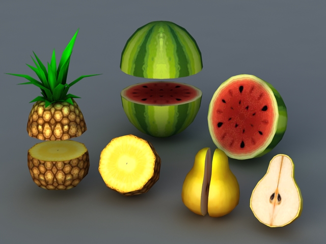 Low Poly Fruit 3d rendering
