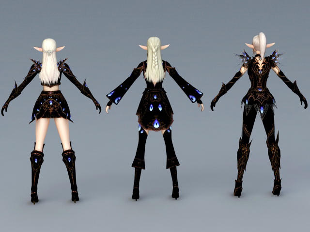 High Elf Female Armor Set 3d rendering