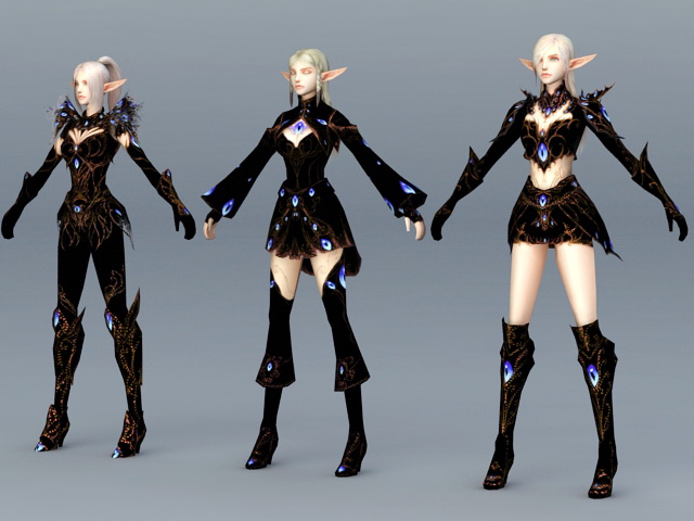 High Elf Female Armor Set 3d rendering