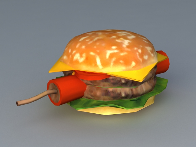 Burger Explosive 3d rendering