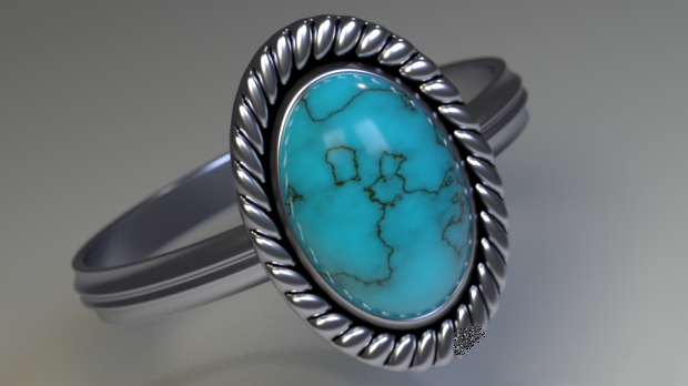 Blue Gemstone Ring 3d rendering