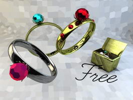 Antique Gem Rings 3d model preview