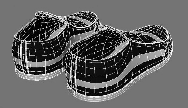 Black and White Vans Shoes 3d rendering