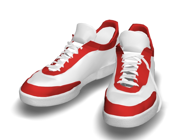 Red and White Basketball Shoes 3d rendering