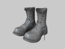 Black Combat Boots 3d model preview