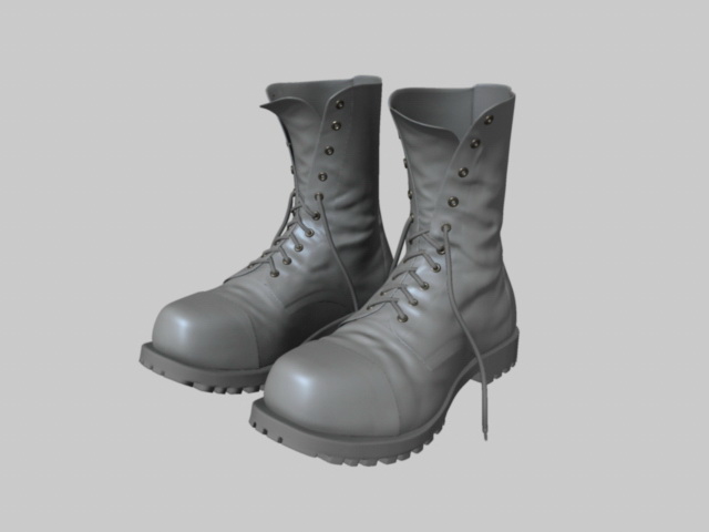 Black Combat Boots 3d rendering