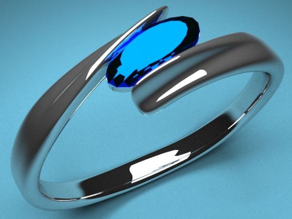 Blue Sapphire Ring 3d rendering