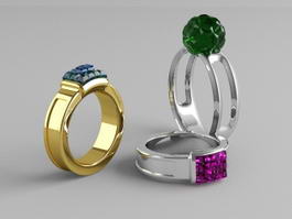 Rings with Gemstones 3d model preview