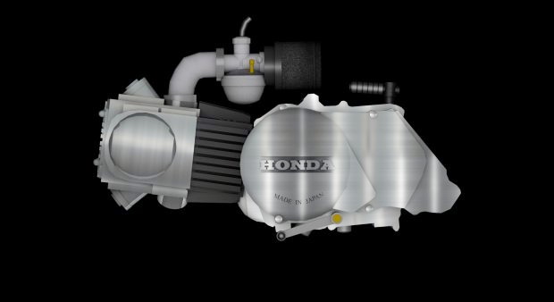 Honda Motorcycle Engine 3d rendering