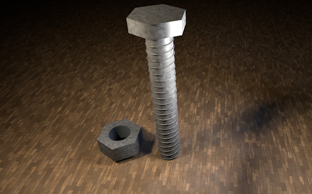 Bolt and Nut 3d rendering