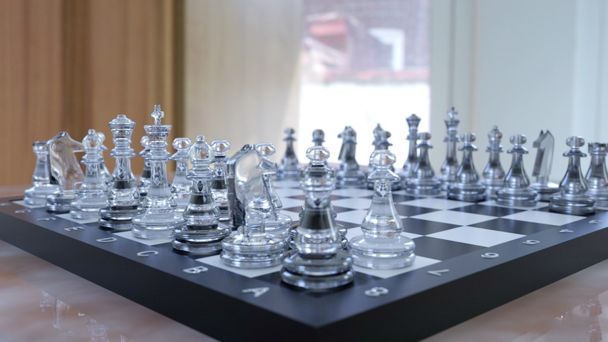 Crystal Chess Set 3d rendering