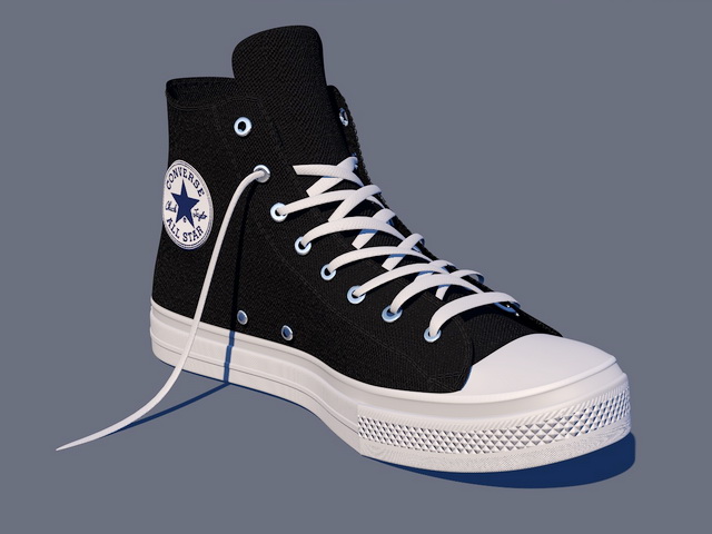Black Converse Shoes High Tops 3d rendering