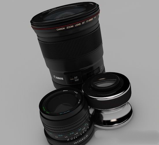 Canon Camera Lenses 3d rendering