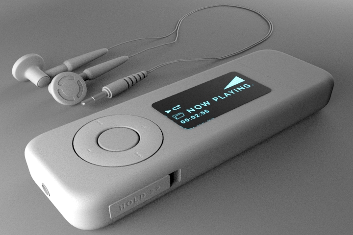 MP3 Player with Earphones 3d rendering