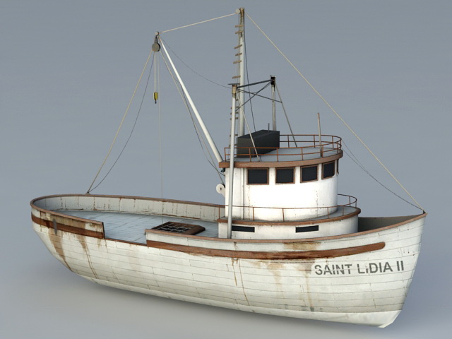 Commercial Fishing Boat 3d rendering