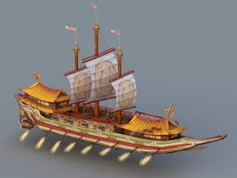 Ancient Chinese War Ship 3d model preview