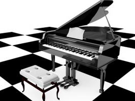 Piano and Stool 3d model preview