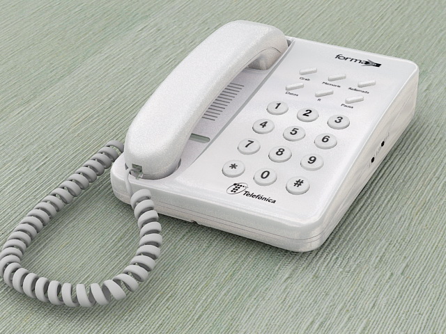 White Telephone 3d rendering