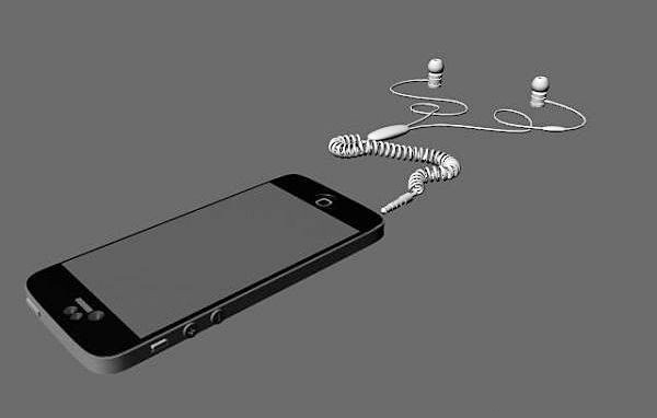 iPhone 5 and Headphone 3d rendering