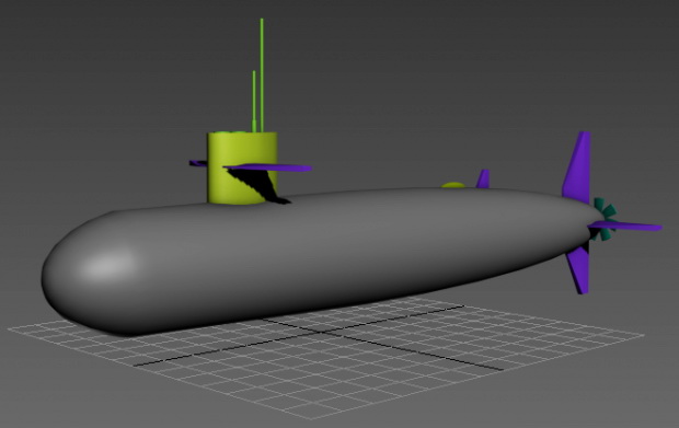 Cartoon Submarine 3d model - CadNav