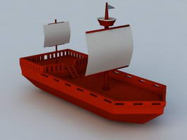 Cartoon Ship 3d model preview