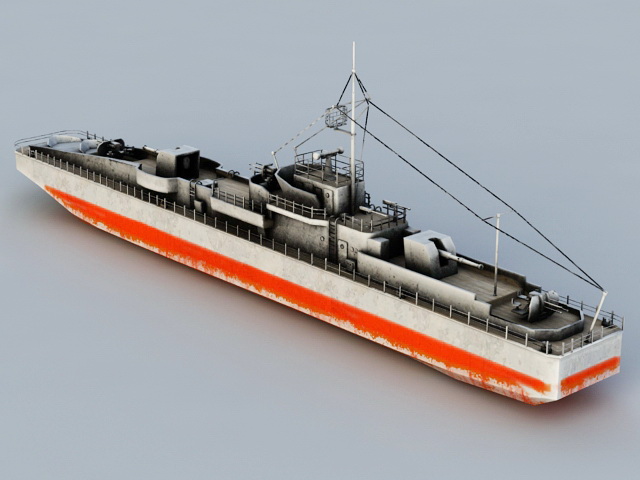 World War 2 Battleship 3d rendering