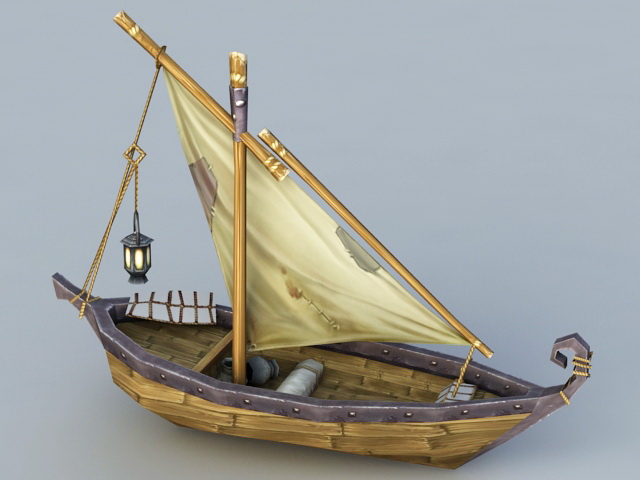Medieval Fishing Boat 3d rendering