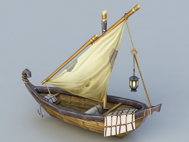 Medieval Fishing Boat 3d rendering