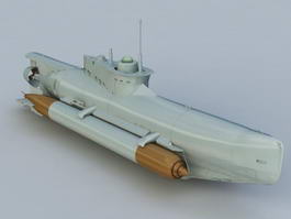 German Seehund Submarine 3d model preview