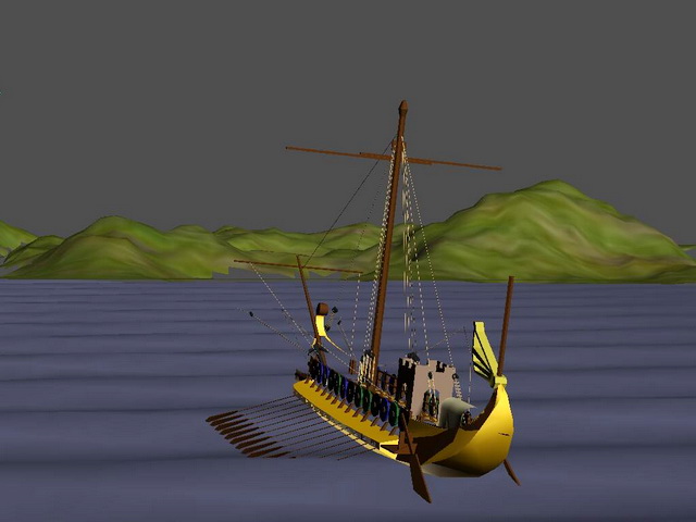 Ocean Sunset Boat 3d rendering