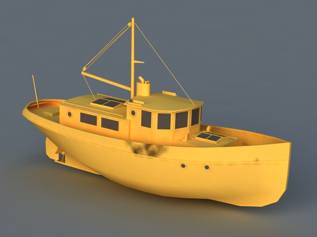 Cartoon Tug Boat 3d model 3ds Max,Object files free 