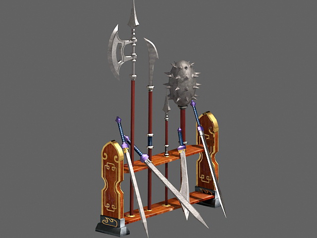 Medieval Weapon Rack 3d rendering