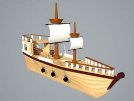 Cartoon Pirate Ship 3d model preview