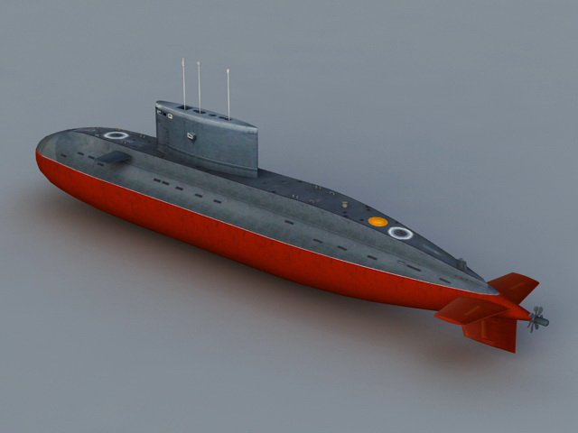 Soviet Kilo Class Submarine 3d rendering