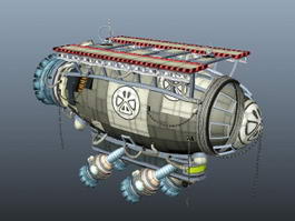 Steampunk Airship and Submarine 3d preview