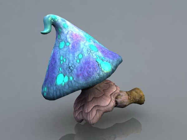 Blue Mushroom 3d rendering