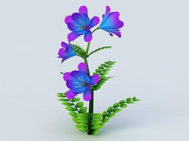Blue Flowers Grass 3d model preview