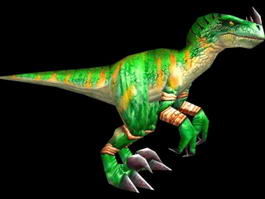 Green Raptor Dinosaur Rigged 3d model preview