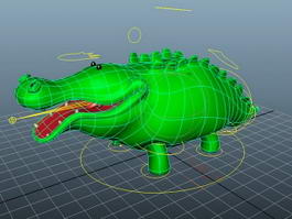 Cartoon Green Crocodile 3d model preview