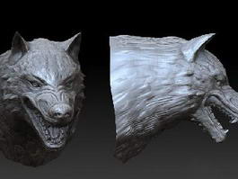 Wolf Head Sculpture 3d preview