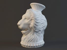 Lion Head Sculpture 3d model preview