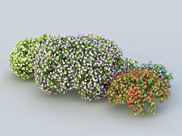 Landscaping Flower Bushes 3d rendering