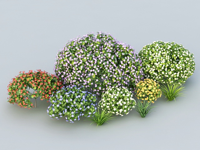 Landscaping Flower Bushes 3d rendering