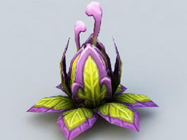 Purple Cartoon Flower Plant 3d model preview