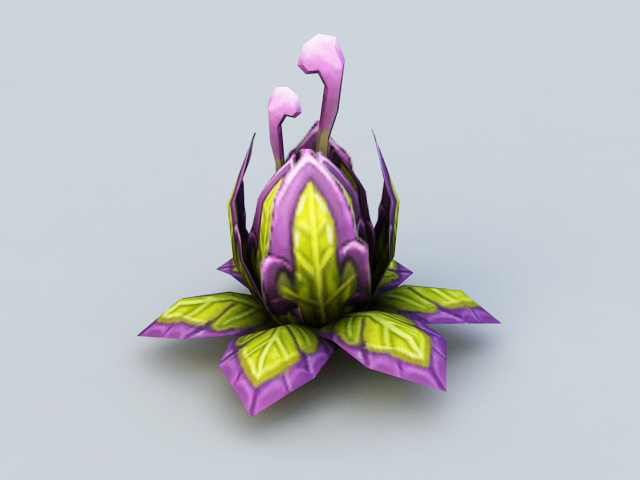 Purple Cartoon Flower Plant 3d model - CadNav