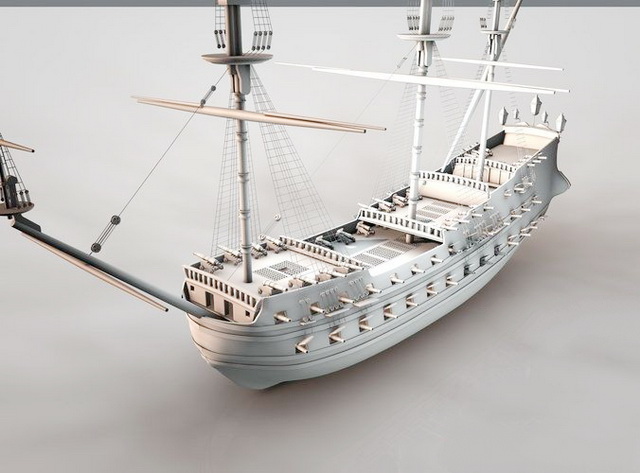 Old Pirate Ship 3d model Cinema 4D files free download 