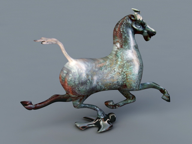 Ancient Bronze Horse Statue 3d rendering