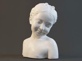 Little Girl Bust Statue 3d model preview