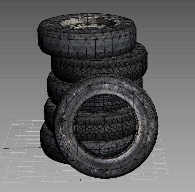 Tires Stacked 3d rendering