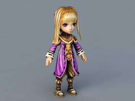 Blonde Anime Girl Character 3d preview